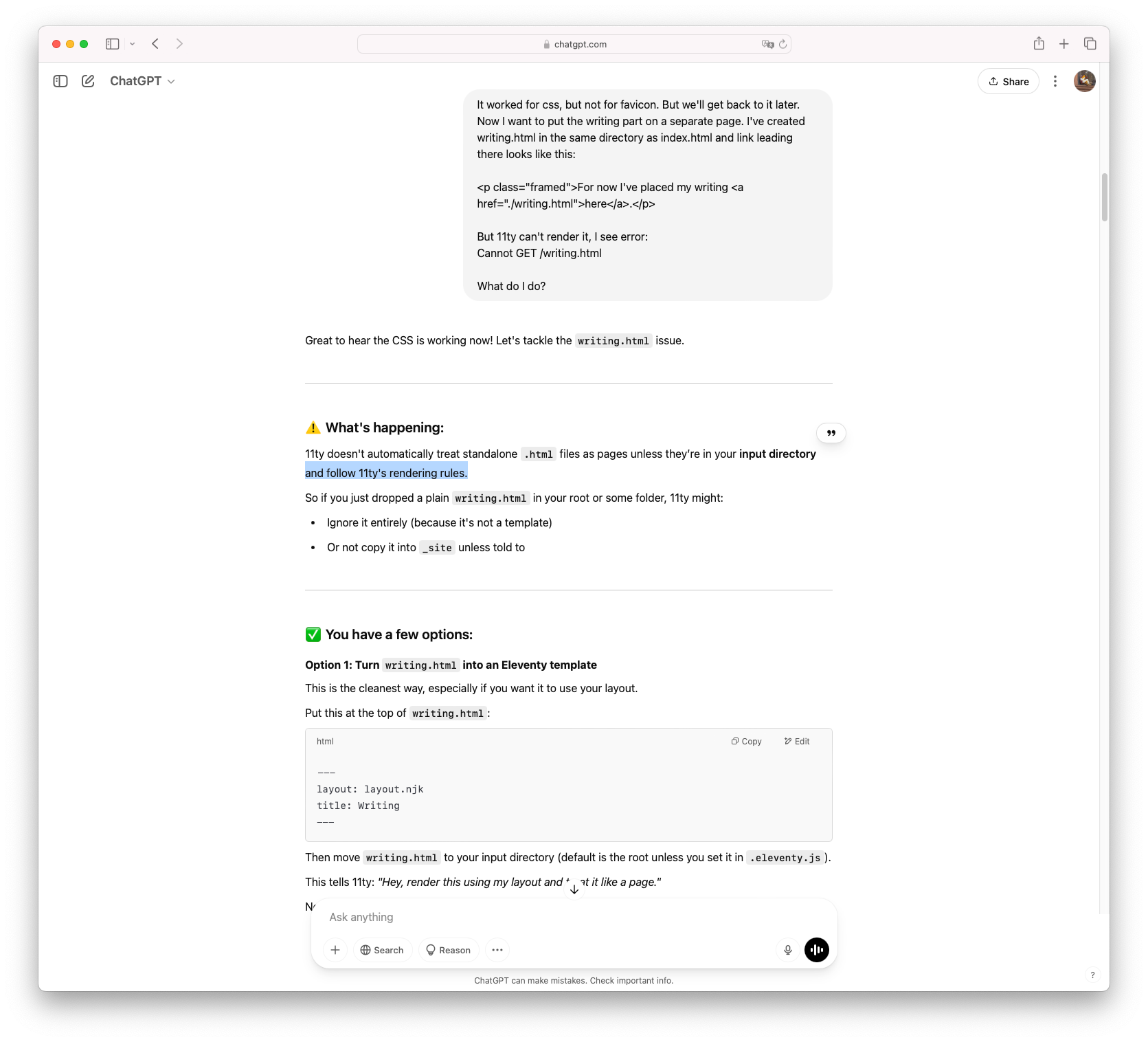 Website containing olain text layout