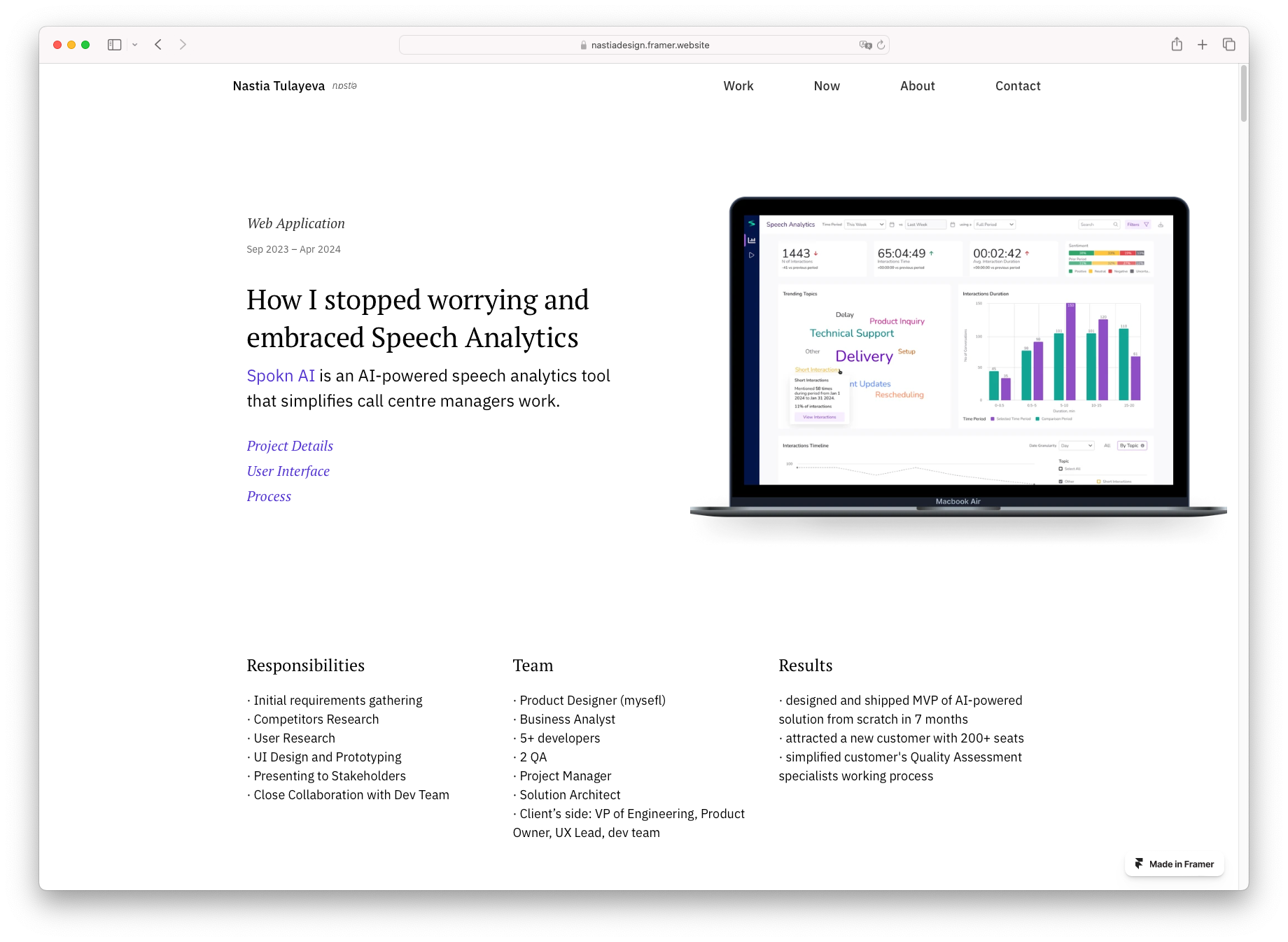 Case study my Framer website