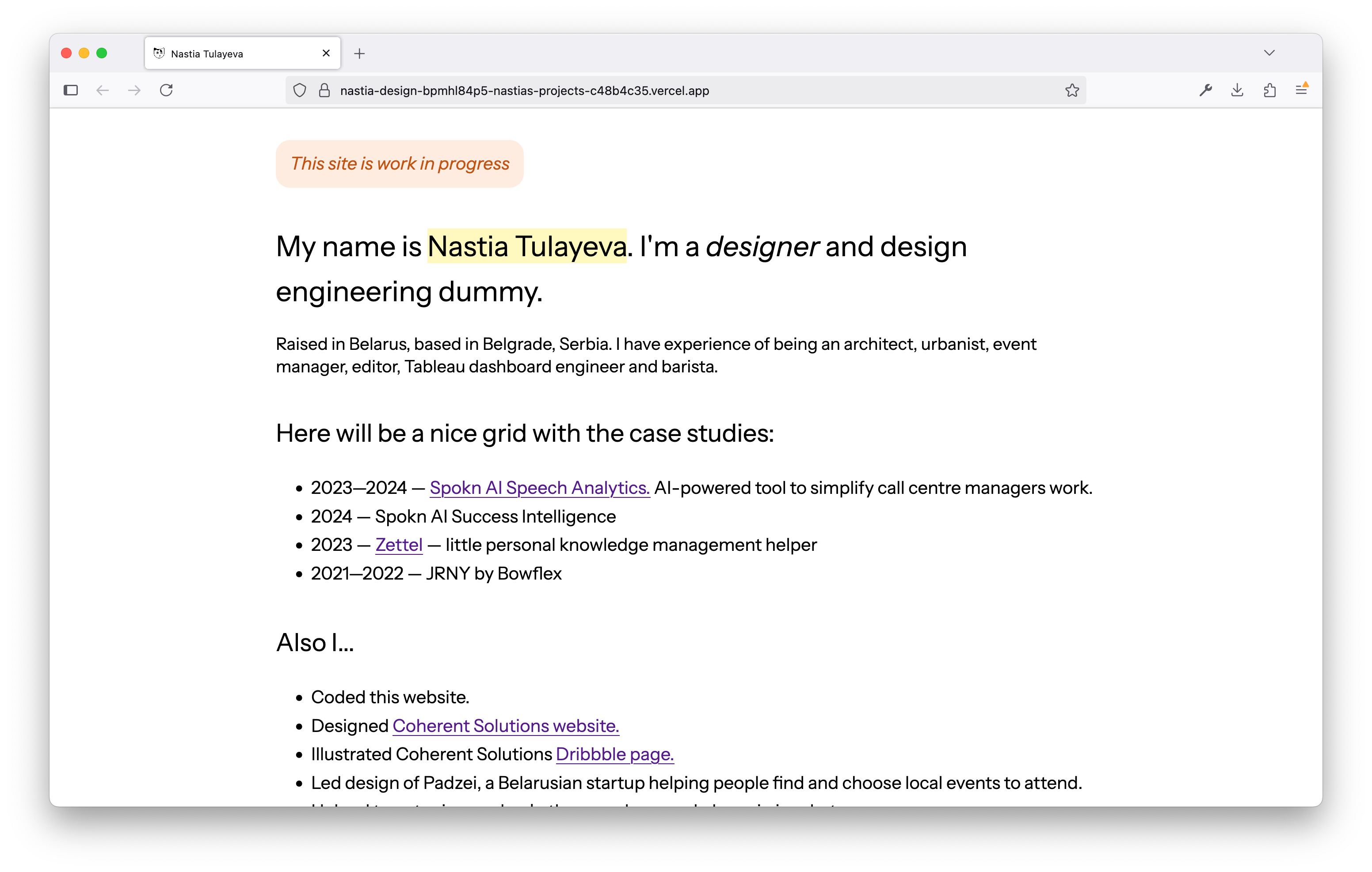 Website containing olain text layout